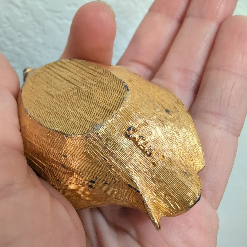 Vintage Monet Gold Plated TANCRAFT Leaf Shaped Trinket Dish‎ Jewelry Tray Dining